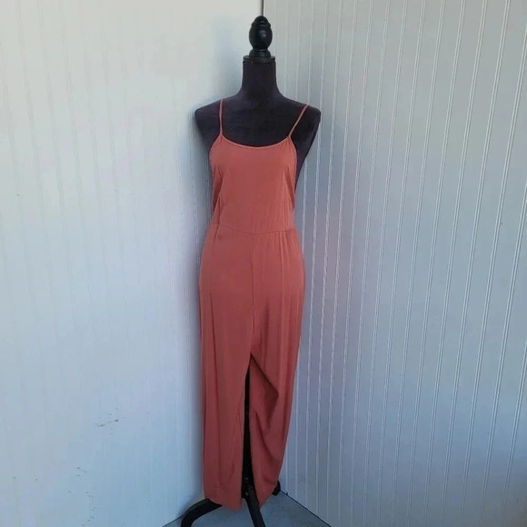 Coco And Shay Rayon Jumpsuit Pantsuit ONE Piece Spaghetti Strap Pink Orange M - Picture 1 of 12